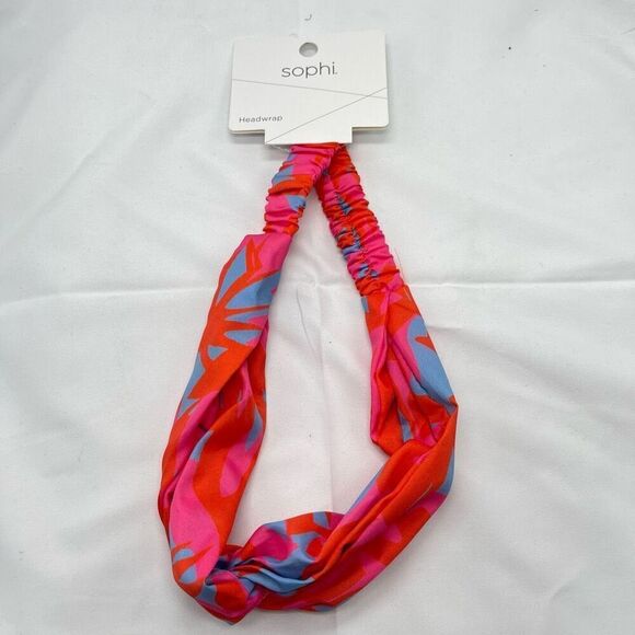 Sophi Tropical Island Print Headwrap – Pink & Red Hair Scarf, One Size Fits Most - Picture 2 of 5